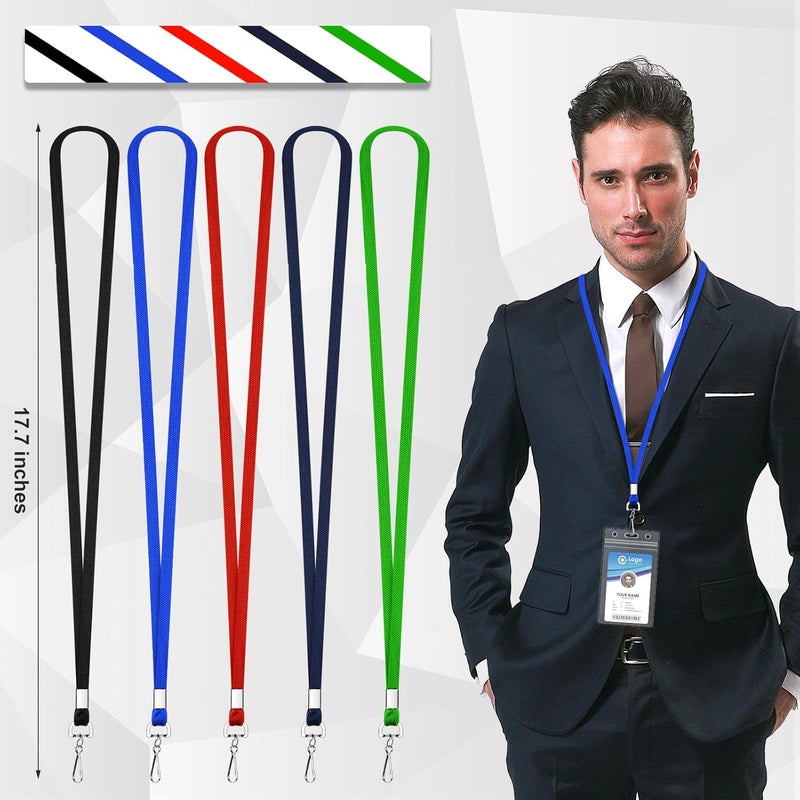 koorito 50 Pcs Badge Lanyards Flat Lanyards for ID Badges Bulk Blue lanyard with Swivel J Hook Clip for Office Worker, Student, Teacher - Image 2